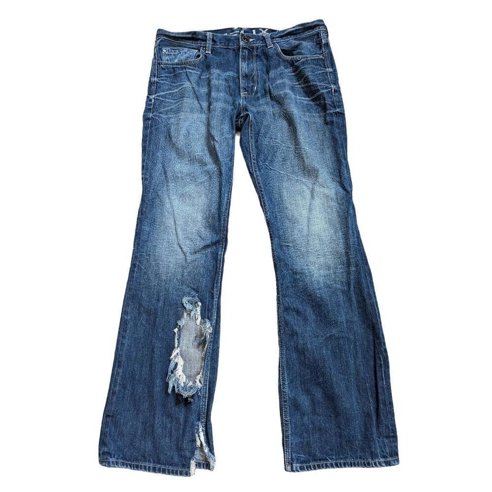 Helix N56 Men's Blue Dark-Wash Mid-Rise Slim Boot Denim Jeans Size 34/32